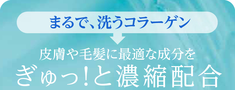 まるで、洗うコラーゲン!!皮膚や毛髪に最適な成分をぎゅっ!と濃縮配合